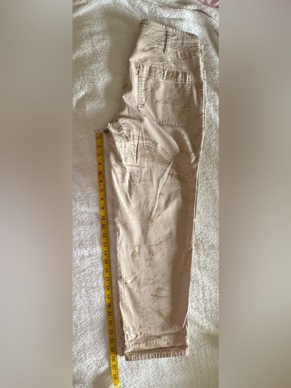 Anthropologie Beige Cargo Pants with Gold Foil Accents - Picture 7 of 10